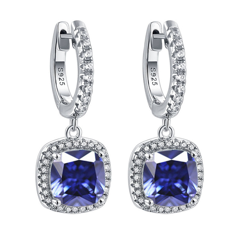 925 Sterling Silver Birthstone Hoop Earrings – Premium Zircon Simulated Diamond Circle Earrings