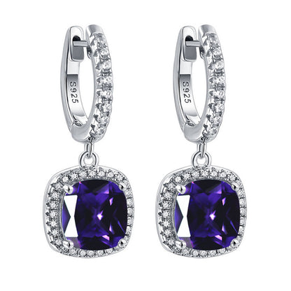 925 Sterling Silver Birthstone Hoop Earrings – Premium Zircon Simulated Diamond Circle Earrings