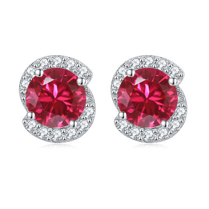 925 Sterling Silver Birthstone Zircon Stud Earrings – Minimalist Geometric Jewelry Collection