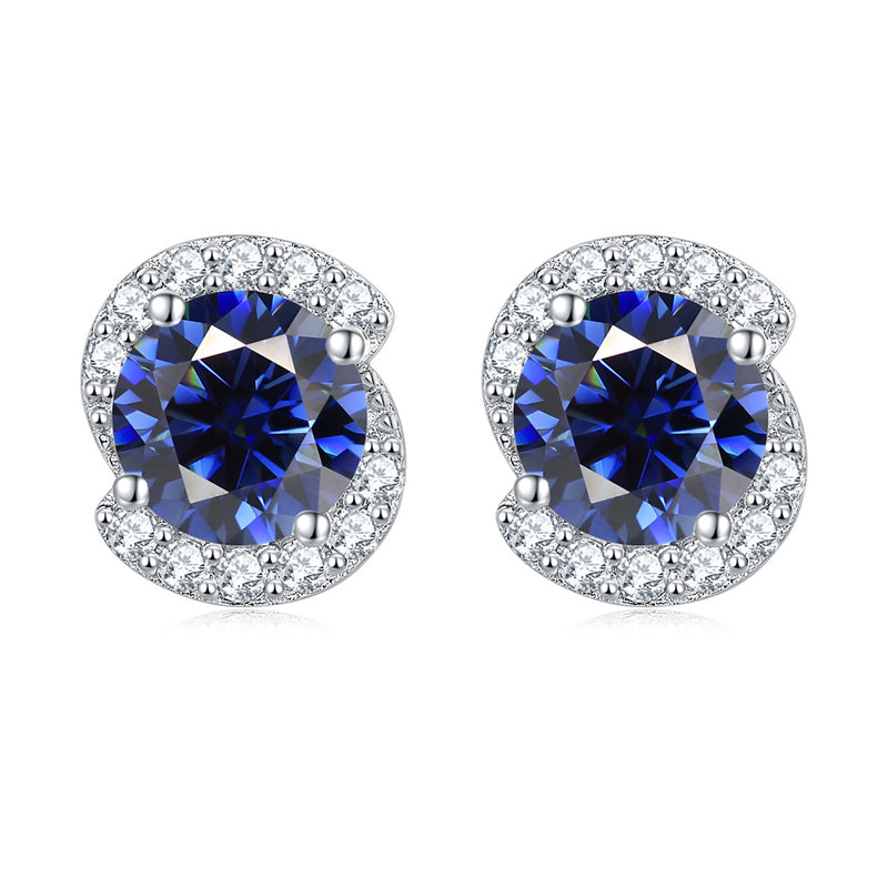 925 Sterling Silver Birthstone Zircon Stud Earrings – Minimalist Geometric Jewelry Collection