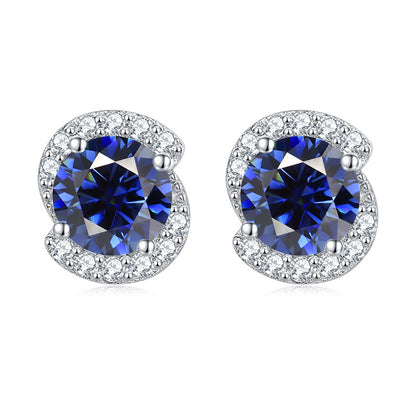 925 Sterling Silver Birthstone Zircon Stud Earrings – Minimalist Geometric Jewelry Collection