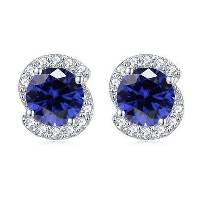 925 Sterling Silver Birthstone Zircon Stud Earrings – Minimalist Geometric Jewelry Collection