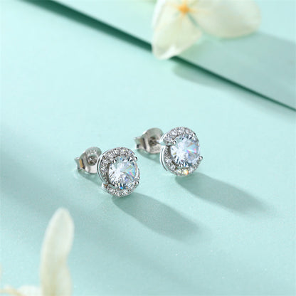 925 Sterling Silver Birthstone Zircon Stud Earrings – Minimalist Geometric Jewelry Collection