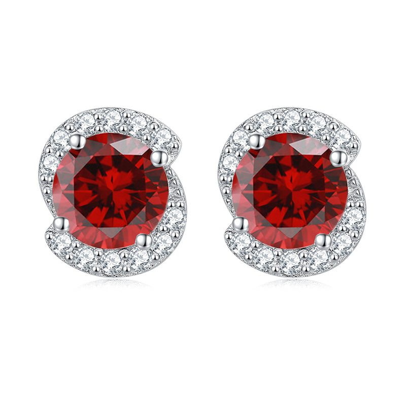 925 Sterling Silver Birthstone Zircon Stud Earrings – Minimalist Geometric Jewelry Collection