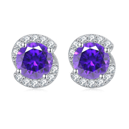925 Sterling Silver Birthstone Zircon Stud Earrings – Minimalist Geometric Jewelry Collection