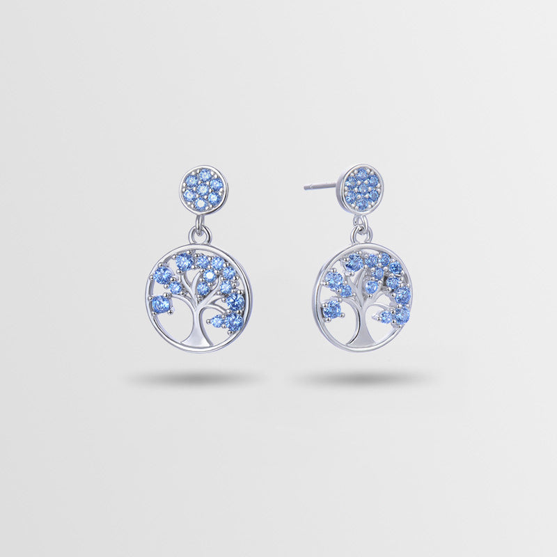 925 Sterling Silver Blue & Green Diamond Drop Earrings - Korean Style Geometric Dangle Earrings with Plastic Stoppers