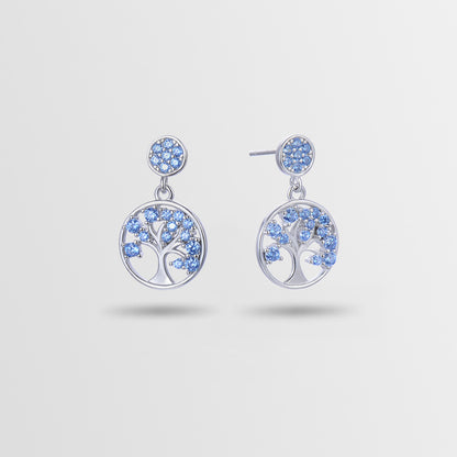 925 Sterling Silver Blue & Green Diamond Drop Earrings - Korean Style Geometric Dangle Earrings with Plastic Stoppers