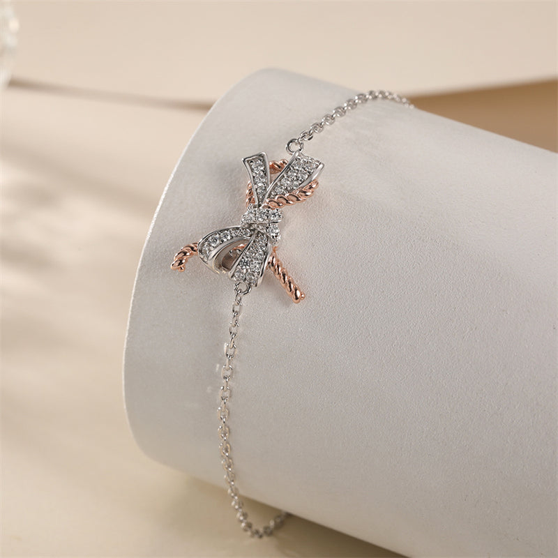 925 Sterling Silver Bow Bracelet - Elegant European-Inspired Jewelry