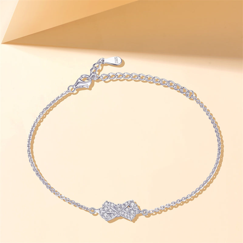 925 Sterling Silver Bow Bracelet - Minimalist Elegant Jewelry for Women