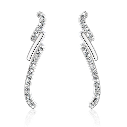 925 Sterling Silver Bow Tassel Earrings for Women Elegant Long Drop Dangle Earrings with Zircon Accents White Gold Plated
