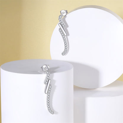 925 Sterling Silver Bow Tassel Earrings for Women Elegant Long Drop Dangle Earrings with Zircon Accents White Gold Plated