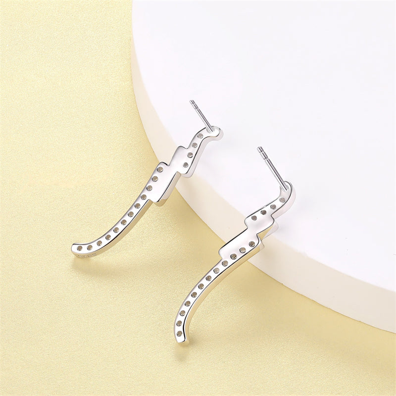 925 Sterling Silver Bow Tassel Earrings for Women Elegant Long Drop Dangle Earrings with Zircon Accents White Gold Plated