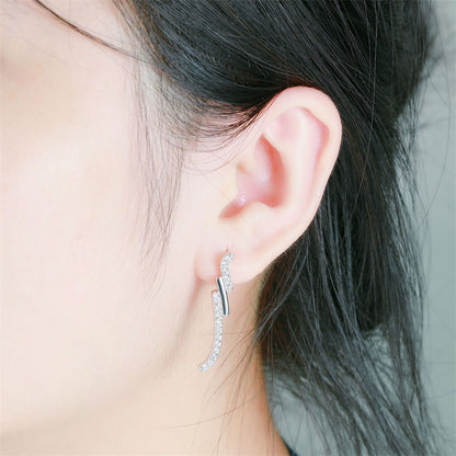 925 Sterling Silver Bow Tassel Earrings for Women Elegant Long Drop Dangle Earrings with Zircon Accents White Gold Plated