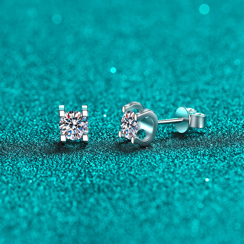 925 Sterling Silver Bull Head Stud Earrings with Moissanite - PT950 Gold Plated Dainty Animal Jewelry
