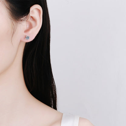 925 Sterling Silver Bull Head Stud Earrings with Moissanite - PT950 Gold Plated Dainty Animal Jewelry