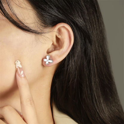 925 Sterling Silver Butterfly Bow Earrings for Women Elegant Zircon Stud Earrings White Gold Plated 35g