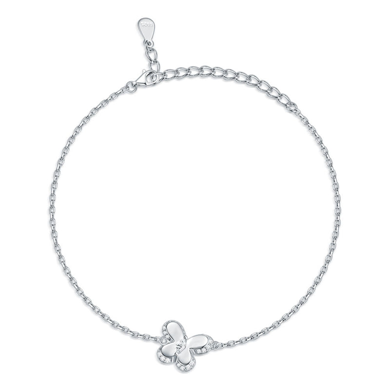925 Sterling Silver Butterfly Bracelet - Delicate Bow & Wing Design