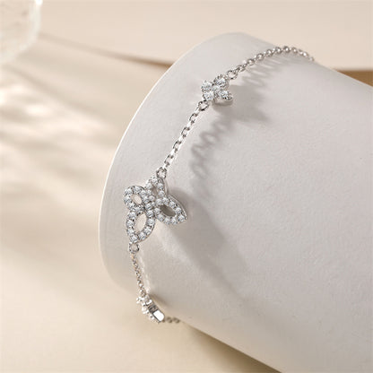 925 Sterling Silver Butterfly Bracelet - Elegant Rhodium Plated Zirconia Jewelry