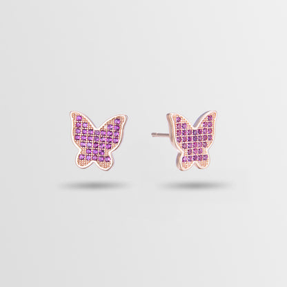 925 Sterling Silver Butterfly Diamond Stud Earrings - Korean Style Geometric Earrings with Plastic Backs