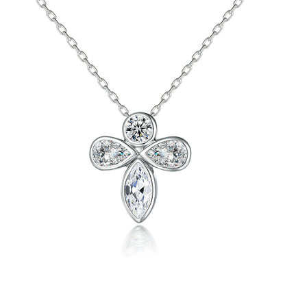 925 Sterling Silver Butterfly & Bee Pendant Necklace - Dainty Nature-Inspired Zirconia Collarbone Chain