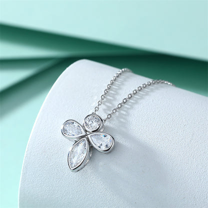 925 Sterling Silver Butterfly & Bee Pendant Necklace - Dainty Nature-Inspired Zirconia Collarbone Chain