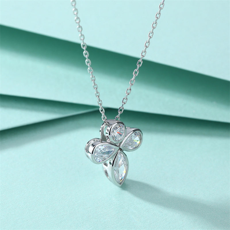 925 Sterling Silver Butterfly & Bee Pendant Necklace - Dainty Nature-Inspired Zirconia Collarbone Chain