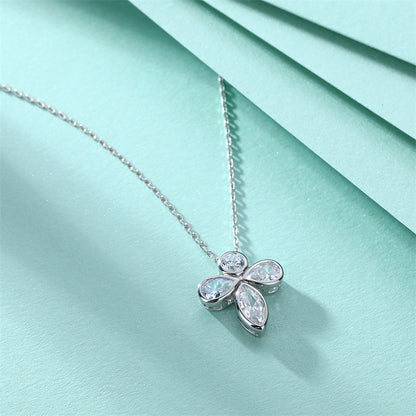 925 Sterling Silver Butterfly & Bee Pendant Necklace - Dainty Nature-Inspired Zirconia Collarbone Chain