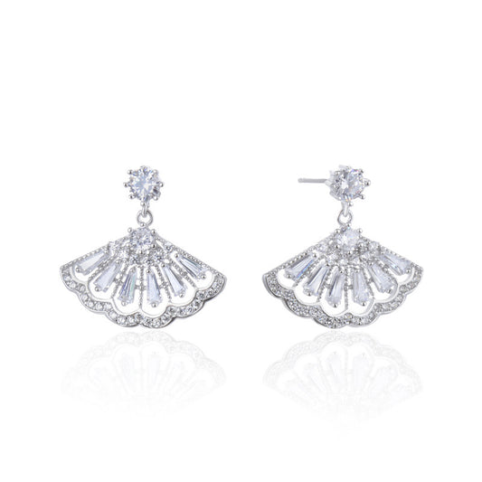 925 Sterling Silver CZ Stud Earrings - Professional Office Diamond Earrings with Plastic Backs