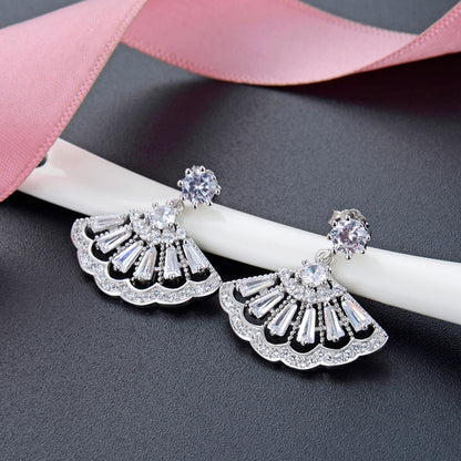 925 Sterling Silver CZ Stud Earrings - Professional Office Diamond Earrings with Plastic Backs