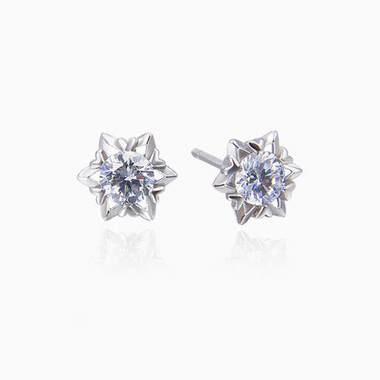 925 Sterling Silver Cactus Stud Earrings with Diamonds - 1.2g Chic Office Lady Style, Plant Motif Earrings with Plastic Backs