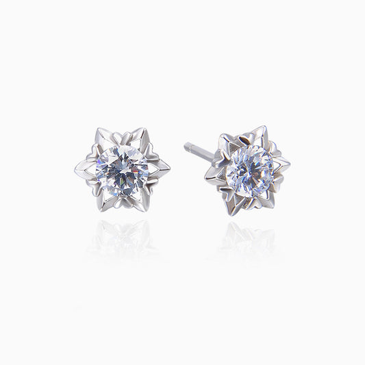 925 Sterling Silver Cactus Stud Earrings with Diamonds - 1.2g Chic Office Lady Style, Plant Motif Earrings with Plastic Backs