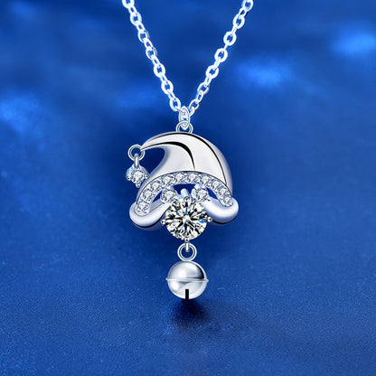 925 Sterling Silver Cartoon Character Pendant Necklace with 0.5ct Moissanite & Cross Chain White Gold Plated Women's Jewelry