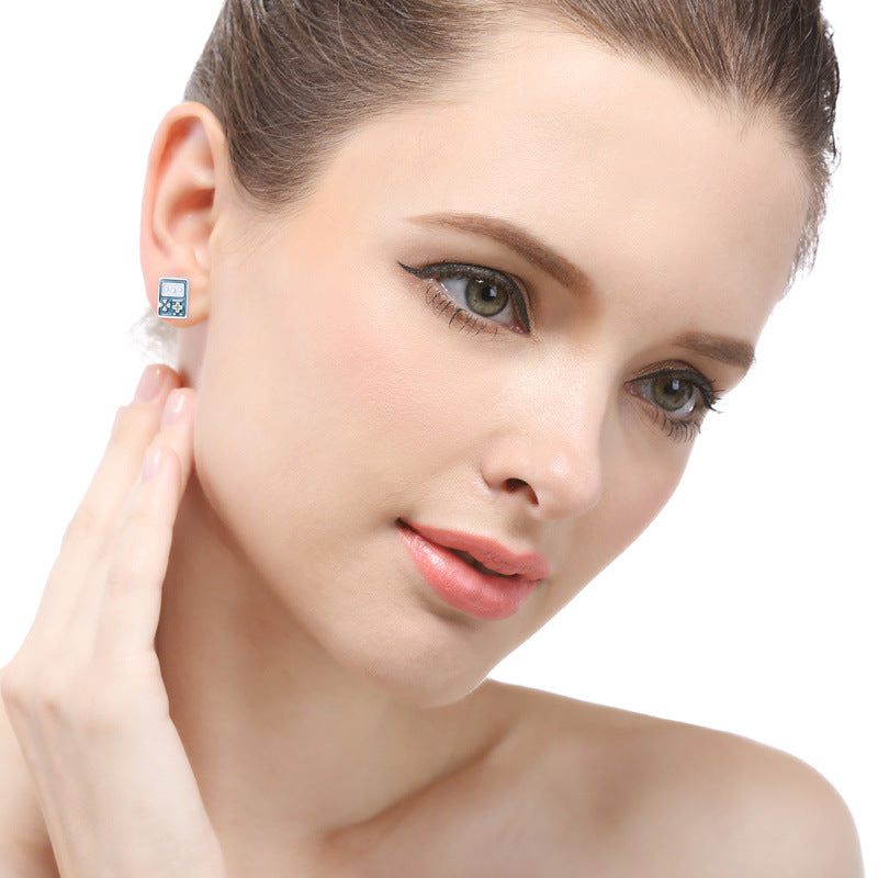 925 Sterling Silver Cartoon Stud Earrings - Minimalist Enamel Geometric Earrings with Plastic Stoppers