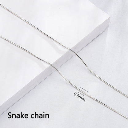 925 Sterling Silver Chains - 9 Style Options in 40+5cm Length with White Gold Plating (Customizable)