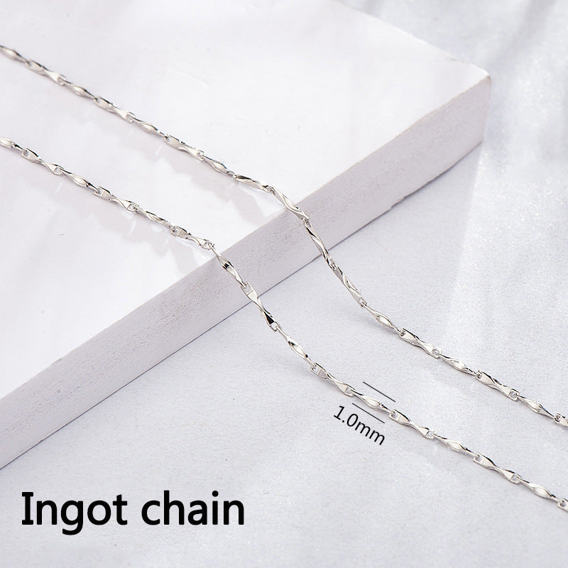 925 Sterling Silver Chains - 9 Style Options in 40+5cm Length with White Gold Plating (Customizable)