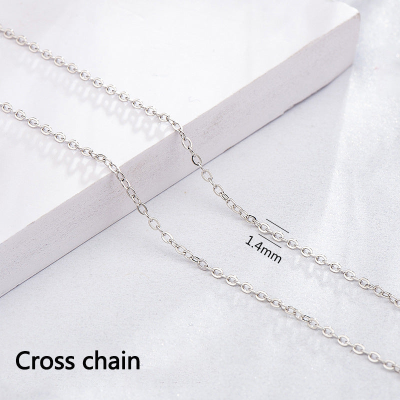 925 Sterling Silver Chains - 9 Style Options in 40+5cm Length with White Gold Plating (Customizable)