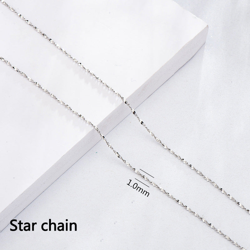 925 Sterling Silver Chains - 9 Style Options in 40+5cm Length with White Gold Plating (Customizable)