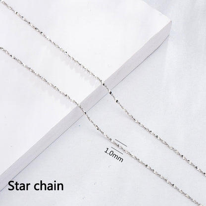 925 Sterling Silver Chains - 9 Style Options in 40+5cm Length with White Gold Plating (Customizable)