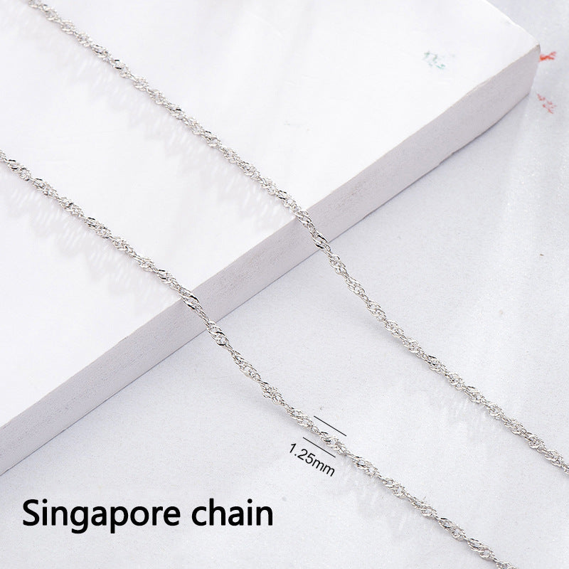 925 Sterling Silver Chains - 9 Style Options in 40+5cm Length with White Gold Plating (Customizable)