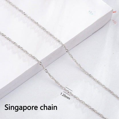 925 Sterling Silver Chains - 9 Style Options in 40+5cm Length with White Gold Plating (Customizable)