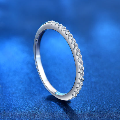 925 Sterling Silver Channel-Set Diamond Ring - 0.05um White Gold Plated Women's Band (Size 5-9）