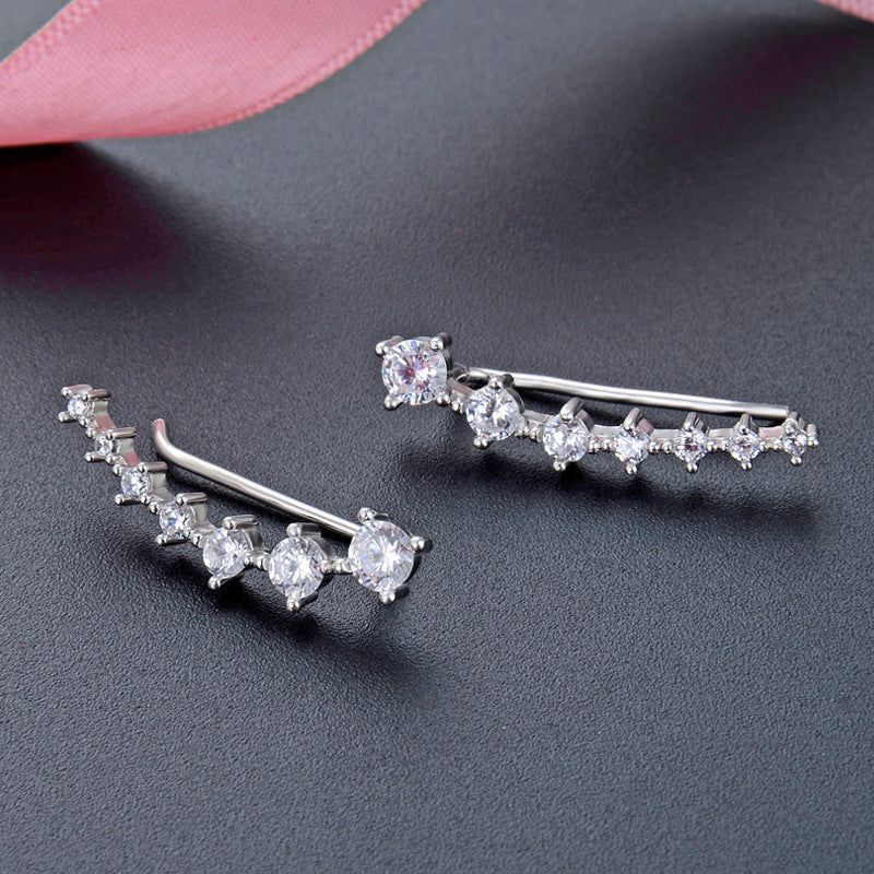 925 Sterling Silver Chinese Locket Stud Earrings with CZ - Minimalist Blessing Earrings with Plastic Backs