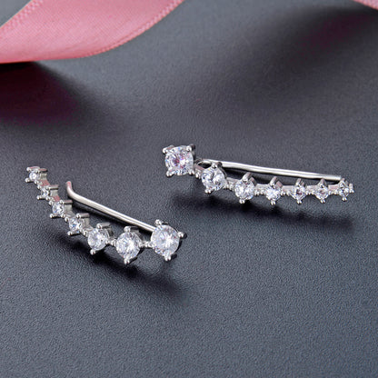 925 Sterling Silver Chinese Locket Stud Earrings with CZ - Minimalist Blessing Earrings with Plastic Backs