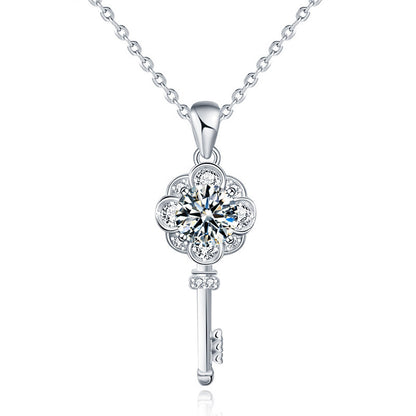 925 Sterling Silver Chinese Longevity Lock Pendant Necklace Original Design Cross Chain Collarbone or Sweater Length