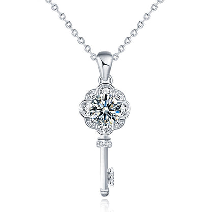 925 Sterling Silver Chinese Longevity Lock Pendant Necklace Original Design Cross Chain Collarbone or Sweater Length