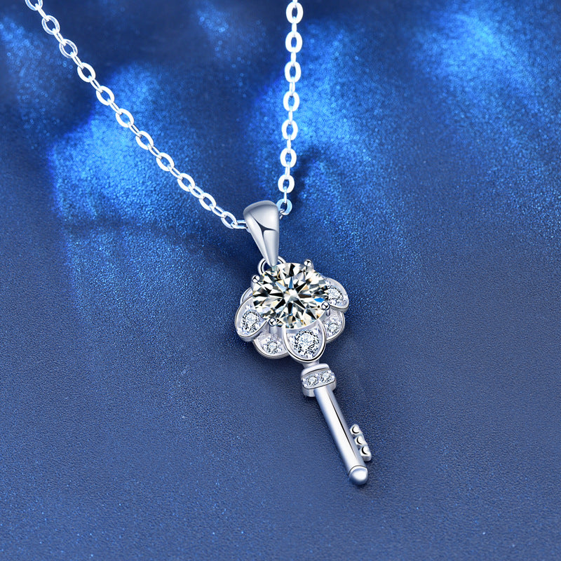 925 Sterling Silver Chinese Longevity Lock Pendant Necklace Original Design Cross Chain Collarbone or Sweater Length