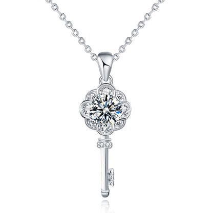 925 Sterling Silver Chinese Longevity Lock Pendant Necklace Original Design Cross Chain Collarbone or Sweater Length
