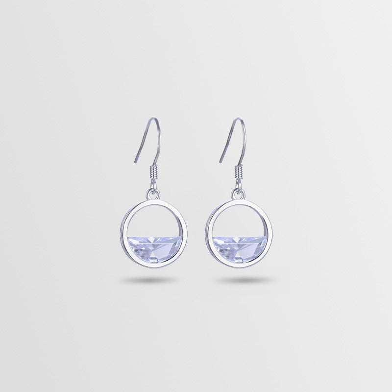925 Sterling Silver Circle Drop Earrings-Korean Minimalist Geometric Dangle Earrings for Women