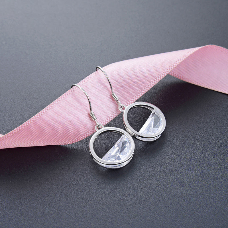 925 Sterling Silver Circle Drop Earrings-Korean Minimalist Geometric Dangle Earrings for Women