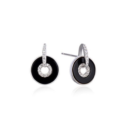 925 Sterling Silver Circle Stud Earrings - Minimalist Geometric Office Earrings for Professional Women